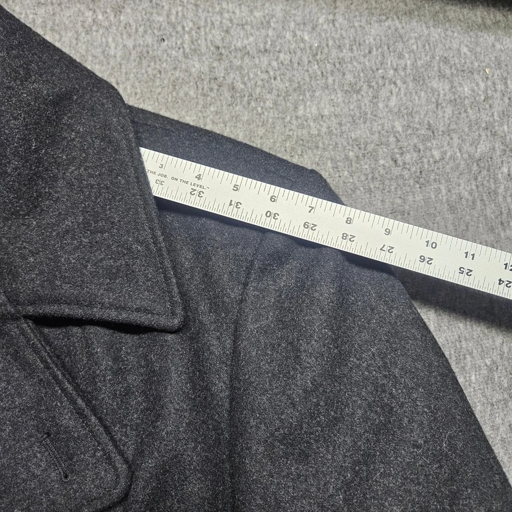 Jos A Bank Pea Coat Mens L Gray Wool Blend Double Breasted Winter Jacket